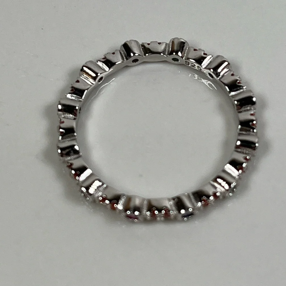 Rhodium Plated Solid Sterling Silver Multicolored CZ Stacking Ring Size 7.75